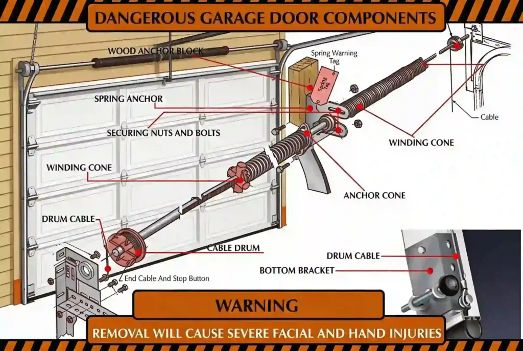 dangerous components of garage door